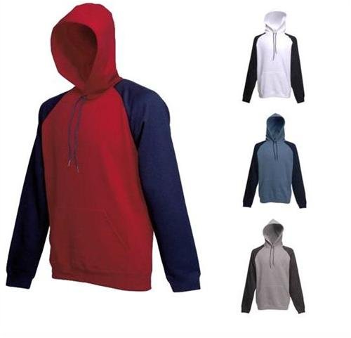 Kontrast Kapuzen Sweatshirt - Fruit of the Loom 'Baseball Hooded Sweat'