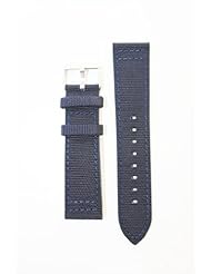 22mm Navy Blue Cut-Edge Canvas Panerai Style with Leather Lining and Hand-Painted Sides