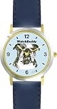 Bulldog (MS) Dog - WATCHBUDDY DESIGNER DELUXE TWO-TONE THEME WATCH - Arabic Numbers-AQUA MARINE STYLE - Pale Blue Dial with Blue Leather Strap-Children's Size-Small ( Boy's Size & Girl's Size )