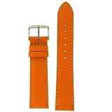 Watch Band Genuine Soft Leather Orange 24mm