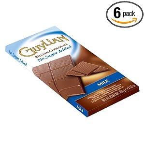 Guylian Milk Chocolate No-Sugar Added Bar, 3.5-Ounce Boxes (Pack of 6)