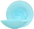 Colorful Art Glass Aqua Blue Large Round Buffet Bowl 15 1/2"D, 4 1/2"H