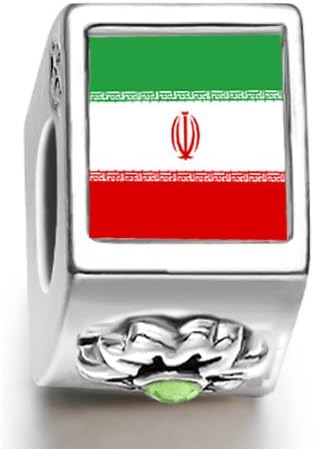 Iran,Islamic Republic OF flag August birthstone photo flower charm bead