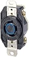 Leviton 2420 20 Amp, 250 Volt- 3PY, Flush Mounting Locking Receptacle, Industrial Grade, Grounding, V-0-MAX, Black