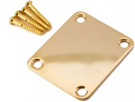 Gold Strat or Tele Guitar Neck Plate 2" x 2.5" fits Jazz P Bass With Screws