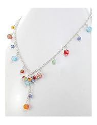 Glass Beads Necklace In 92.5 Sterling Silver