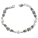 Sterling Silver Marcasite and Synthetic Pearl Bracelet - 8''