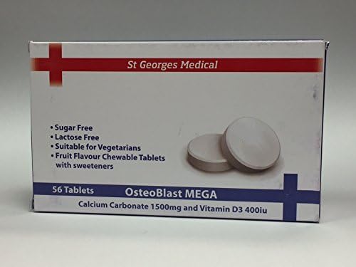 OsteoBlast Mega (Calcium Carbonate 1500mg &amp; Vit D3 400iu) 56 ChewableTablets ** Generic of Adcal D3 ** by OsteoBlast