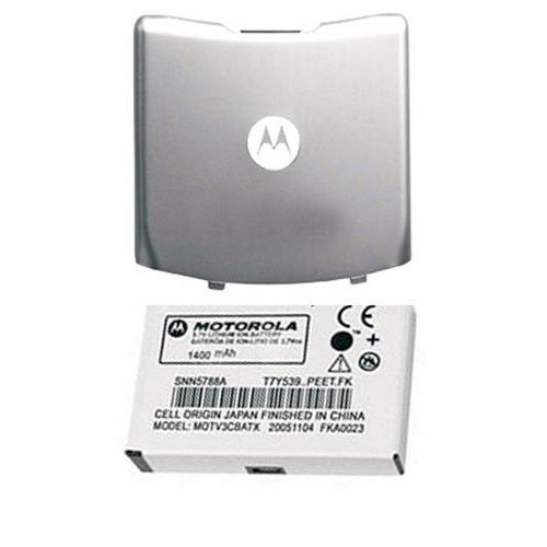 OEM Motorola Extended Battery &amp; Cover Silver RAZR V3m V3c , V3m - CDMA