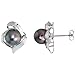 14k White Gold Fancy Black Pearl Stud Earrings w/