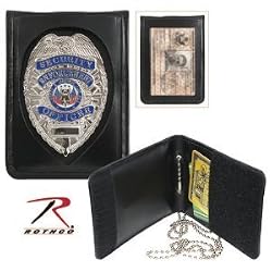 Leather Neck ID / Badge Holder 2 Fold Wallet w/Chain