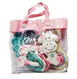 Three Baby Teethers/Rattles In Gift Bag For Girl