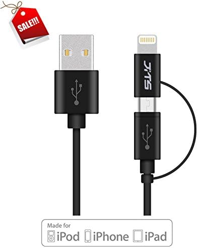 JITS Iphone Charge [Apple MFi Certified] 8 Pin Lightning Cable for IPhone,iPad Serice [ 1 Meters] (Black [2 in 1])
