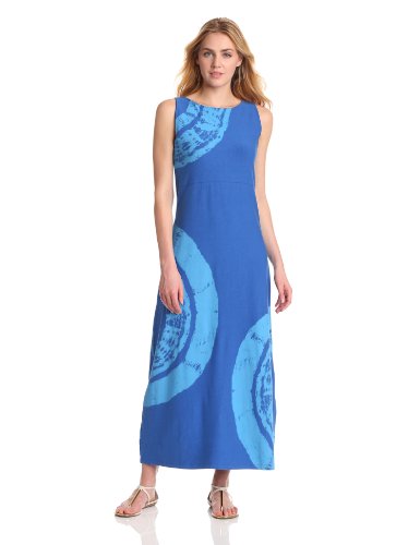 Jones New York Women's Sleeveless Boat Neck Maxi Dress, Bright Sapphire/Multi, Medium