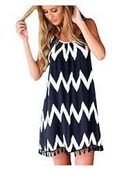 Chiffon Summer Zig Zag Spaghetti Strap  Dress