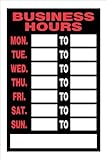 The Hillman Group 839888 8-Inch x 12-Inch Fluorescent Plastic Business Hours Sign