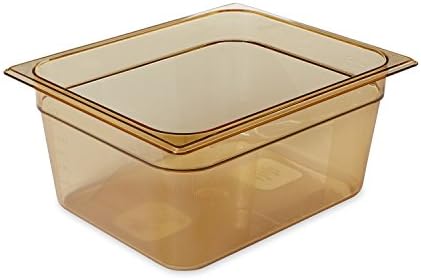 Rubbermaid Commercial Products Hot Food Insert Pan for Restaurants/Kitchens/Cafeterias, 1/2 Size, 6 Inches Deep, Amber (FG225P00AMBR)