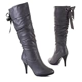 Damen Schuhe, Stiefel, 66966, Synthetik in hochwertiger Leder Optik, Grau, Gr 41