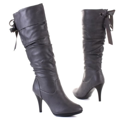 Damen Schuhe, Stiefel, 66966, Synthetik in hochwertiger Leder Optik, Grau, Gr 41