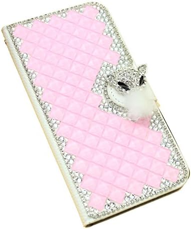PIAOPIAO fashion pink bling 3d fox leather wallet credit card flip stand skin Case cover for various mobiles (LG L Fino D290n)