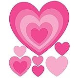 Wallies Peel & Stick Vinyl Wall Decals, Hearts-In-Hearts Wall Stickers, Includes 12 Assorted Heart S