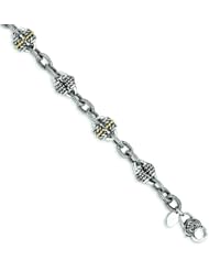 Sterling Silver with 14k Gold 7.5in Bracelet - Antique Boutique - Vintage Style - Jewelry