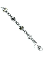 Sterling Silver with 14k Gold 7.5in Bracelet - Antique Boutique - Vintage Style - Jewelry