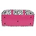 21 in Print Duffle, Overnight, Carry on Bag with Outside Pocket and Shoulder Strap (Zebra with Pink Trim)