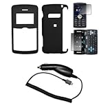 Black Rubberized Snap-On Cover Hard Case Cell Phone Protector + LCD Screen  ....
