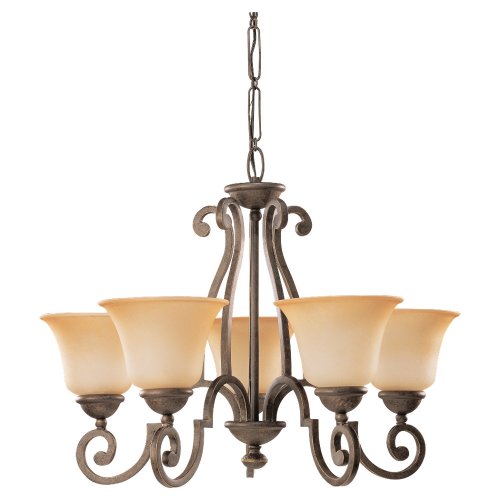 Sea Gull Lighting 39032BLE-71 Five-Light Fluorescent Brandywine Chandelier, Antique Bronze Finish with Champagne Marble Glass Shades