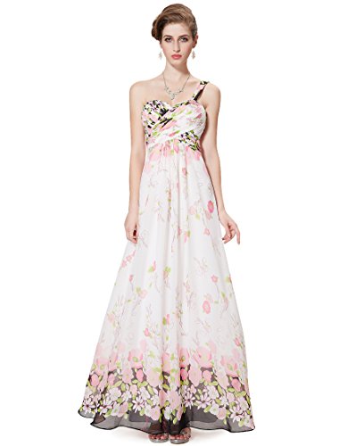 Ever Pretty One Shoulder Ruched Bust Long Printed Resort Evening Dress 08394