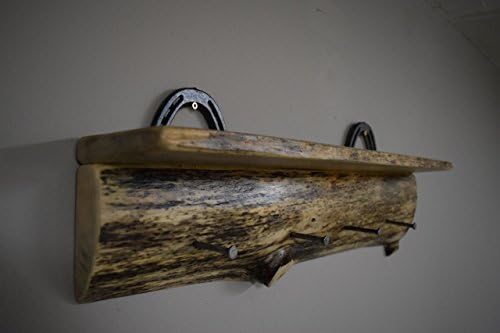 Live edge horse shoe coat rack