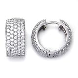 Sterling Silver Cubic Zirconia Five Rows Eternity CZ Hoop Earrings