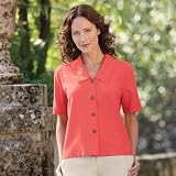 TravelSmith – Women’s No-Hassle Linen Drop-Collar Swing Top