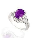 BEAUTIFUL GENUINE AMETHYST & DIAMOND 14K GOLD RING
