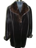 Sheared Mink 3/4 Reversible Coat w/Long Hair Mink Collar and Turnback Cuffs.
