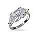 Eve's Addiction Princess and Triangular Cut CZ Three Stone Promise Ring