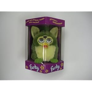 Green Furby with Green Eyes and Feet in Spanish Box by