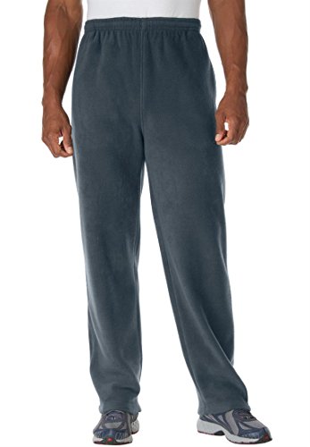 Kingsize Men's Big & Tall Plush Fleece Sweatpants With Open-Bottom, Carbon