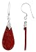 Sterling Silver / Natural Coral Pear Shape Dangle Earrings 1 1/4" (31mm)