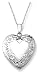 14k White Gold Engraved Heart Locket, 20"