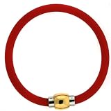 Silcone Rubber Bracelet Wristband Magnetic Stainless Steel 8.5 inches Red Bucasi SALE
