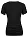 Ninedaily Women Tops Short Sleeves Fluted Collar Draped Summer Blouse Black