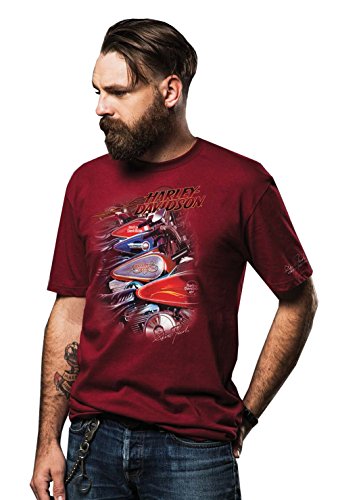 Harley-Davidson Mens Thunder Row Tanks Scott Jacobs Red Shirt