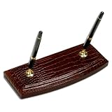 BrownCrocodileEmbossedLeatherPenStand