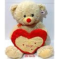 26inch Soft Plush I Love You Teddy Bear with Heart, Bow, Cute Face and Paws