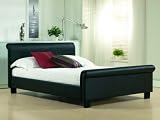 Aurora Black Leather Double Sleigh Bed