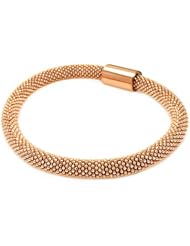 Rose Gold Plated Sterling Silver Italian Dc Bead Band Bracelet Length 8 " Width 7mm Lock Magnetic