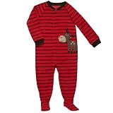 Carter's Red Striped Moose Footed Fleece Pajamas (5t)