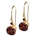 Gem Stone King 14K Yellow Gold Red Garnet Leverback Dangle Earrings For Women (2.04 Cttw, Gemstone January Birthstone, Round 6MM)